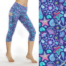 Load image into Gallery viewer, Purple Shells Pocket Leggings
