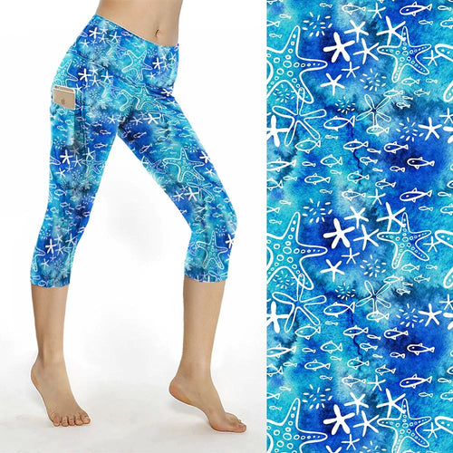 Blue Starfish 2 Pocket Leggings